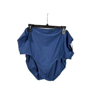Croft & Barrow Womens Plus High Waisted Swim Bottoms Tummy Slimmer 26W Blue New